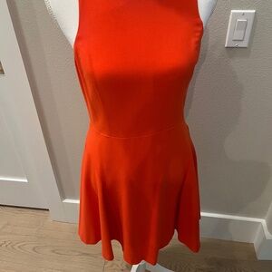 Tangerine Sleeveless Flare Skirt Dress